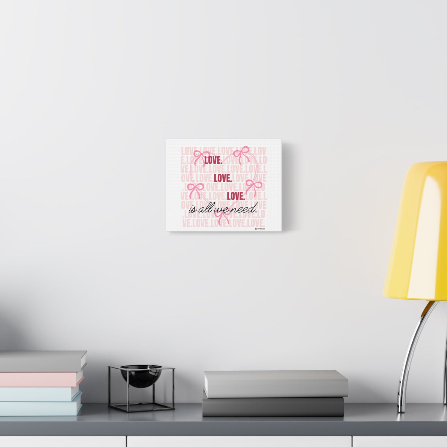 Love-Themed Canvas Wall Art with Pink Bows, Inspirational Home Decor for Weddings, Anniversaries, Valentine's Day, Gifts for Her