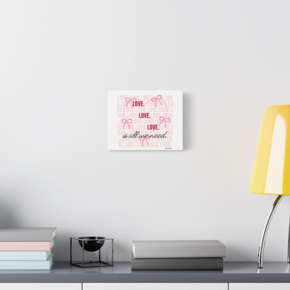 Love-Themed Canvas Wall Art with Pink Bows, Inspirational Home Decor for Weddings, Anniversaries, Valentine's Day, Gifts for Her