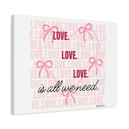Love-Themed Canvas Wall Art with Pink Bows, Inspirational Home Decor for Weddings, Anniversaries, Valentine's Day, Gifts for Her