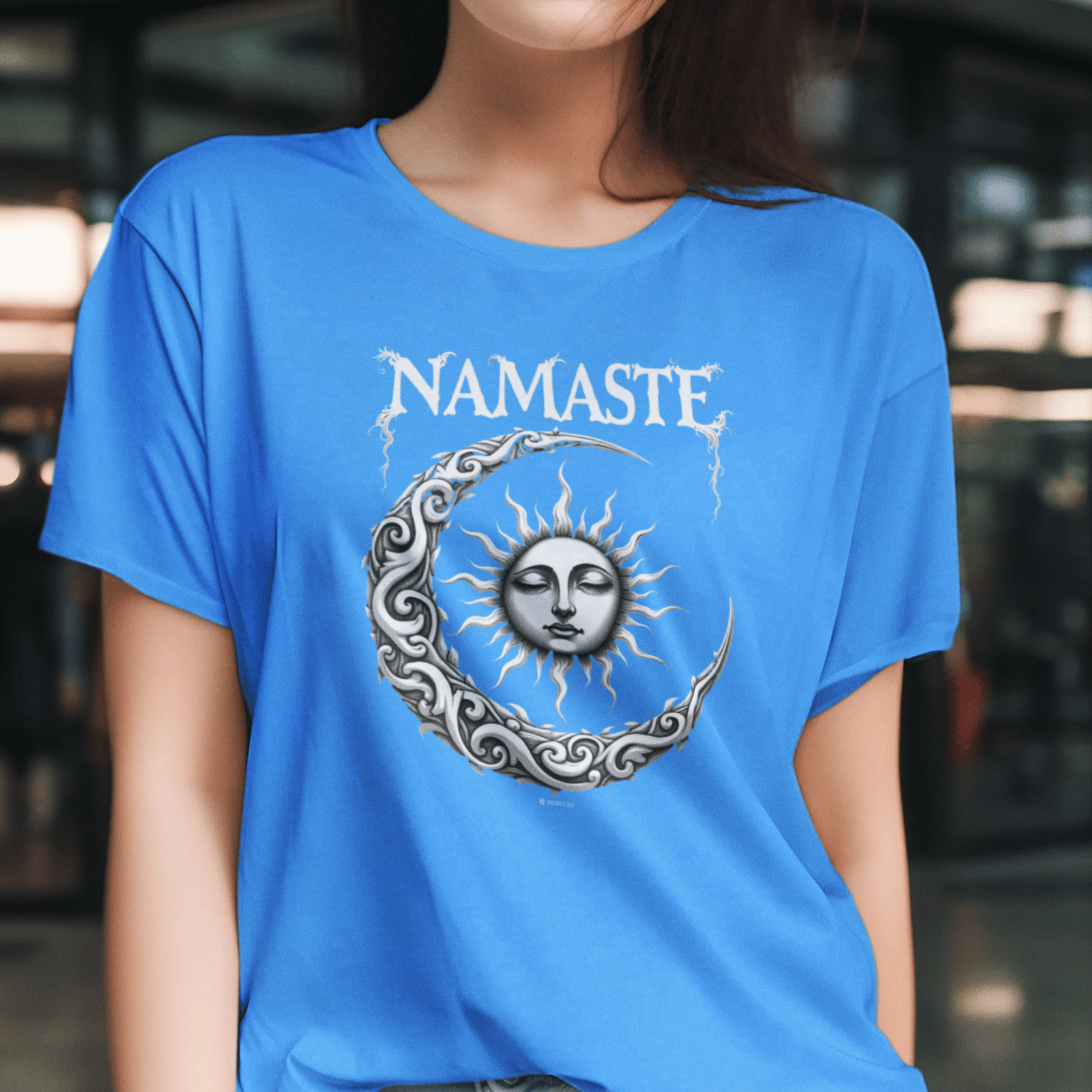 Namastay Gothic Moon Unisex T-shirt, Sanskrit Greeting Tee, Moon Phases Shirt, Spiritual Clothing, Boho Top