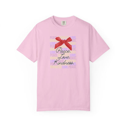 Peaceful Vibes Unisex T-shirt, Kindness Love Tee, Inspirational Shirt, Positivity Apparel, Comfortable Garment-Dyed Top