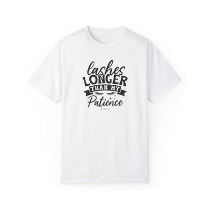 Funny Patience Levels Eye Lashes T-shirt, Humorous Graphic Tee, Sarcastic Unisex Shirt, Comical Quote Top, Men's Women's Apparel - Quirkside Creations