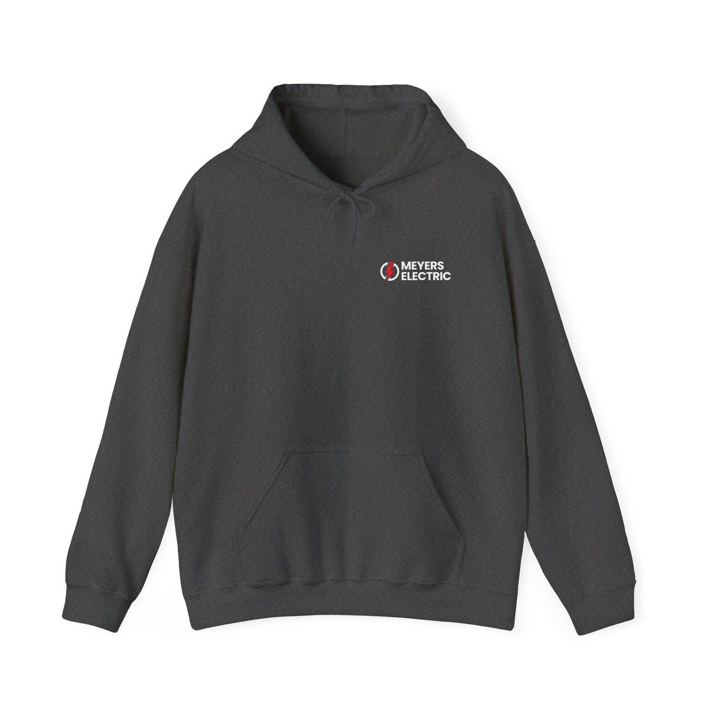 Meyers Electric Logo Hoodie — Navy Workwear Pullover for Electricians