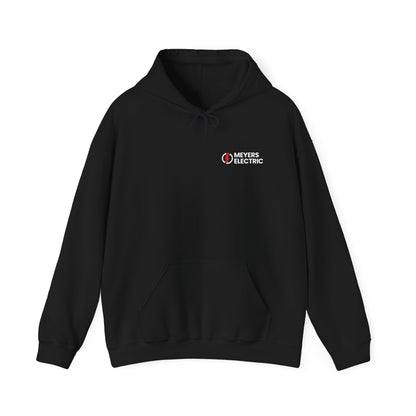 Meyers Electric Logo Hoodie — Navy Workwear Pullover for Electricians