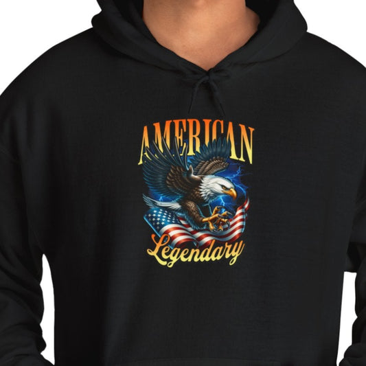 Patriotic Hoodie, American Flag and Eagle Sweatshirt, USA Pride Pullover, Patriotic Clothing Gift, American Bald Eagle Hoodie. - Quirkside Creations