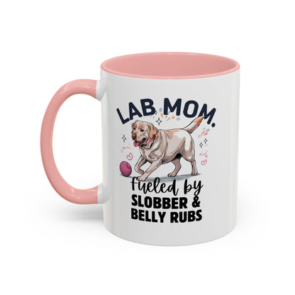 Lab Mom Coffee Mug - Fueled by Slobber & Belly Rubs, Dog Lover Gift, Pet Owner Coffee Cup, Personalized Dog Mom Mug, Cute Animal Mug