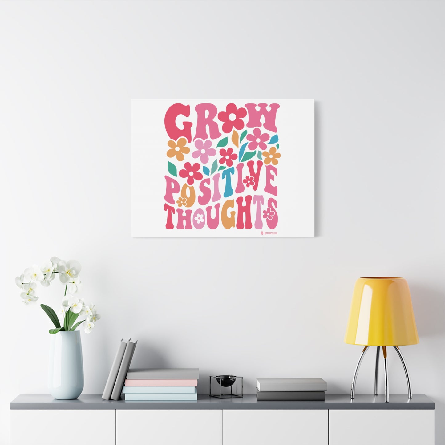 Positive Thoughts Canvas Wall Art, Grow Positive Thoughts Home Decor, Flower Wall Decor, Gift for Encouragement, Motivational Artwork, [...]