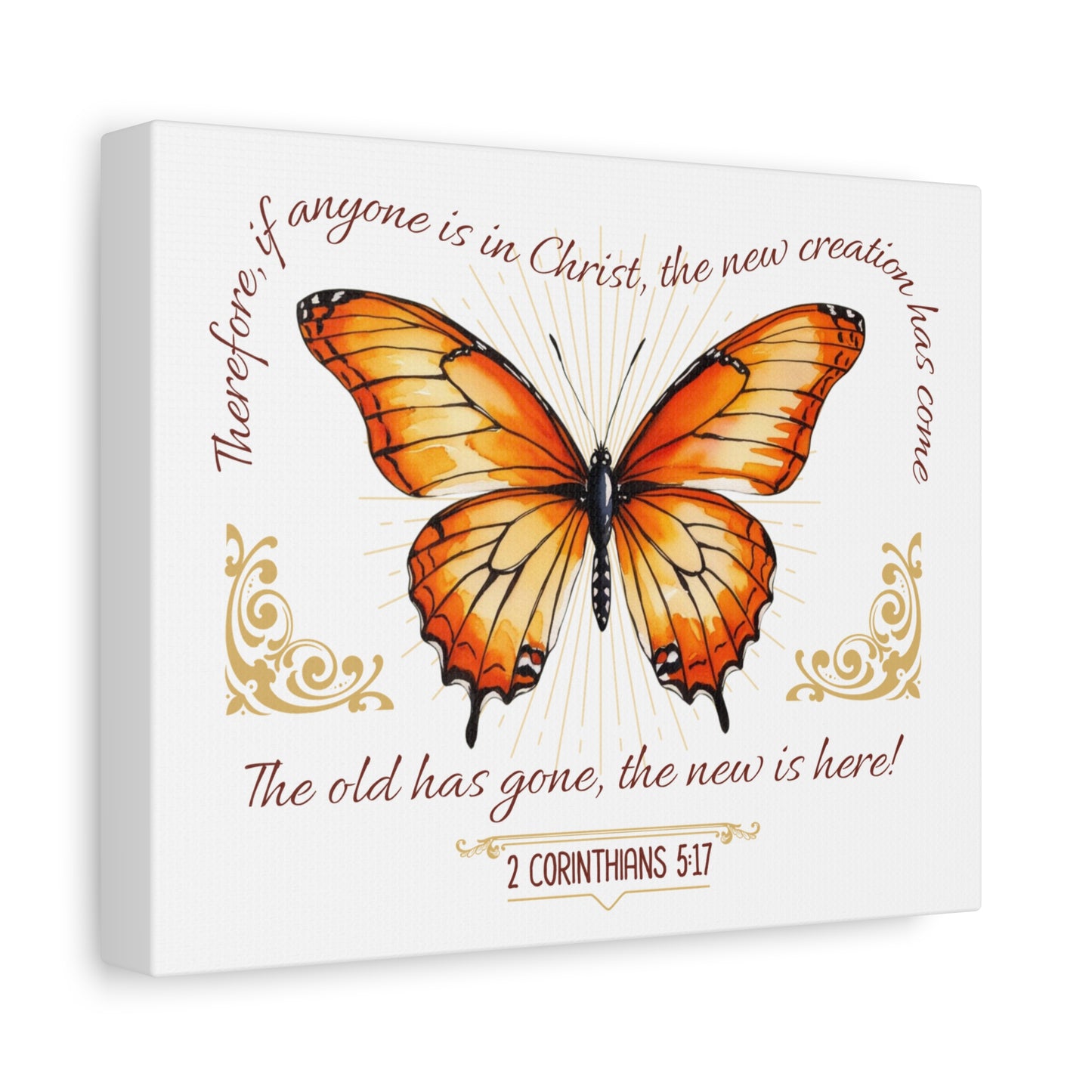 Butterfly Wall Art, Inspirational Canvas Print, Christian Home Decor, Gift for Religious Celebrations, Motivational Artwork