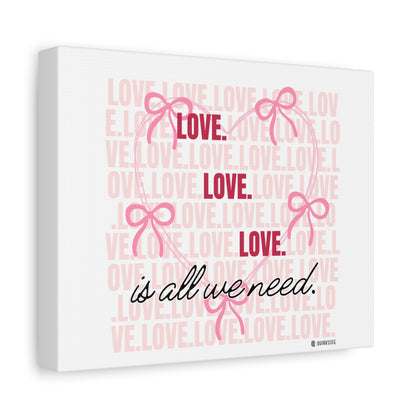 Love-Themed Canvas Wall Art with Pink Bows, Inspirational Home Decor for Weddings, Anniversaries, Valentine's Day, Gifts for Her