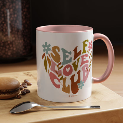 Self Love Club Coffee Mug - Empowering Floral Design, Great for Gifts, Self-Care, Friends, Motivational Mugs