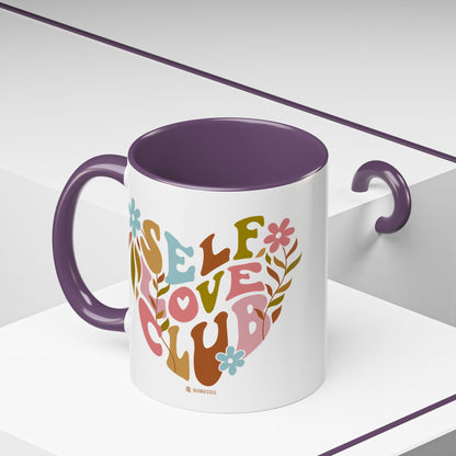 Self Love Club Coffee Mug - Empowering Floral Design, Great for Gifts, Self-Care, Friends, Motivational Mugs