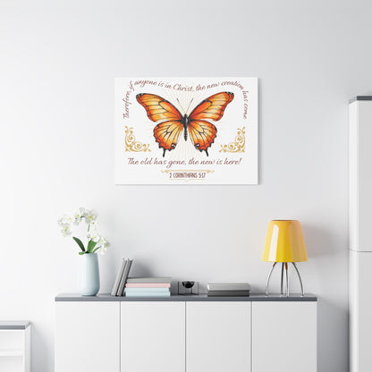 Butterfly Wall Art, Inspirational Canvas Print, Christian Home Decor, Gift for Religious Celebrations, Motivational Artwork
