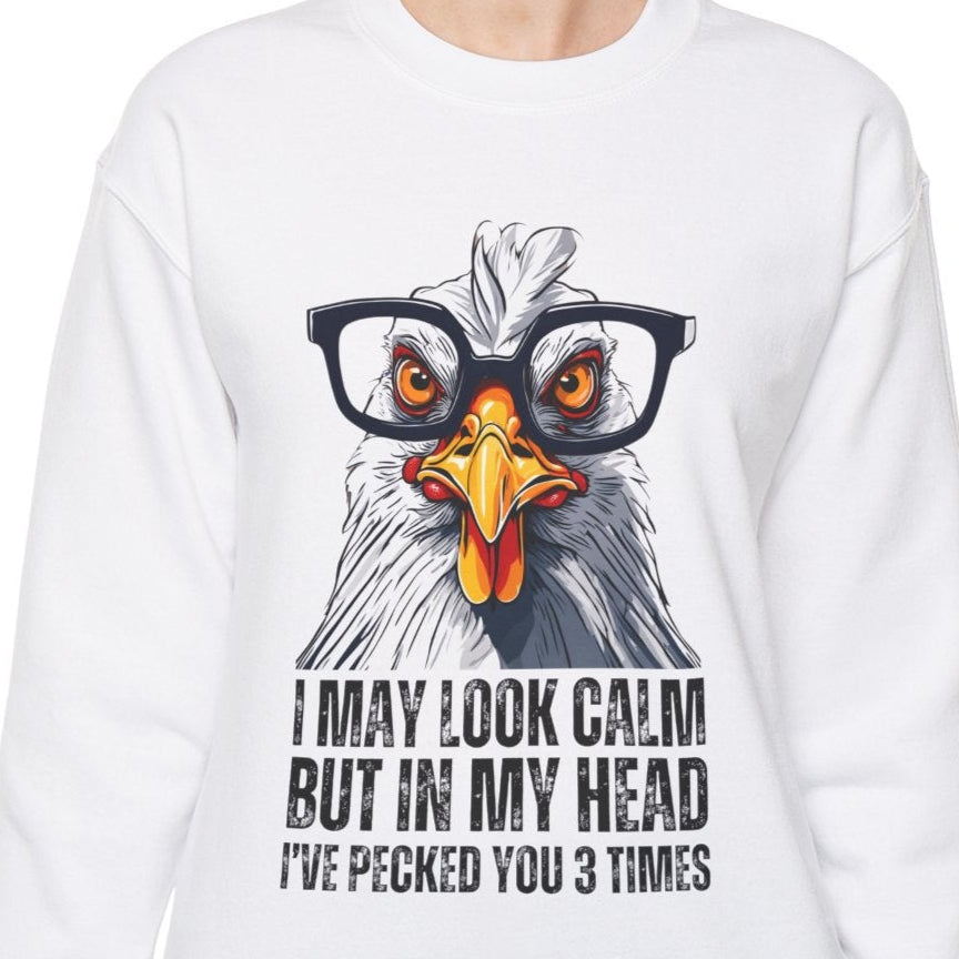 Funny Crazy Chicken Unisex Sweatshirt, Humorous Animal Confession Jumper, Comical Hen Pullover, Quirky Rooster Crew Neck Top, Laughable - Quirkside Creations