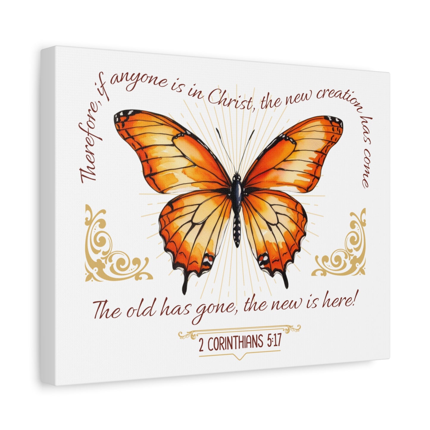 Butterfly Wall Art, Inspirational Canvas Print, Christian Home Decor, Gift for Religious Celebrations, Motivational Artwork