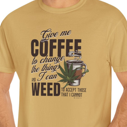 Coffee and Weed Funny Unisex T-shirt, Hilarious Tee for Coffee and Cannabis Lovers, Relaxed Fit Shirt for Daily Wear, Gift for Friends,