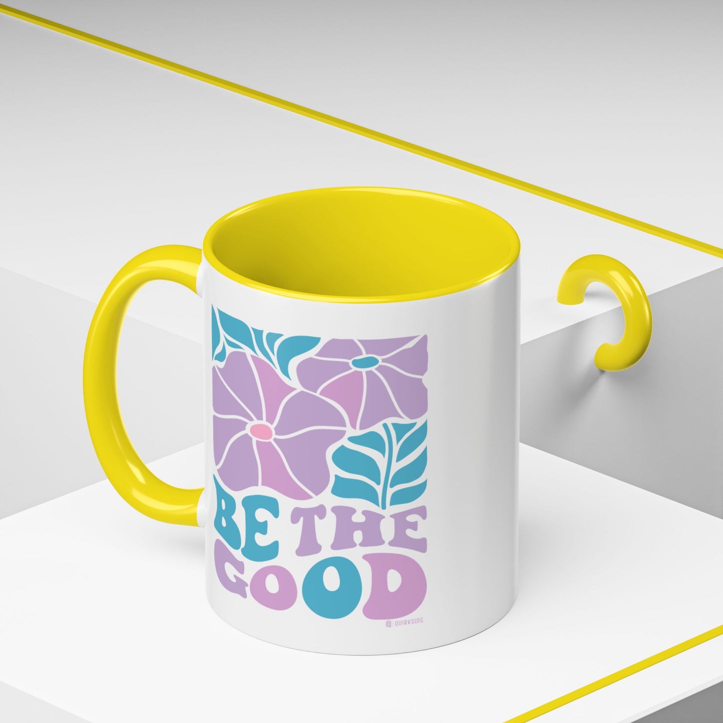 Accent Coffee Mug | 'Be the Good' Floral Design | Inspirational Mug, Gift for Her, Office Mug, Coffee Lover Gift, Home Decor