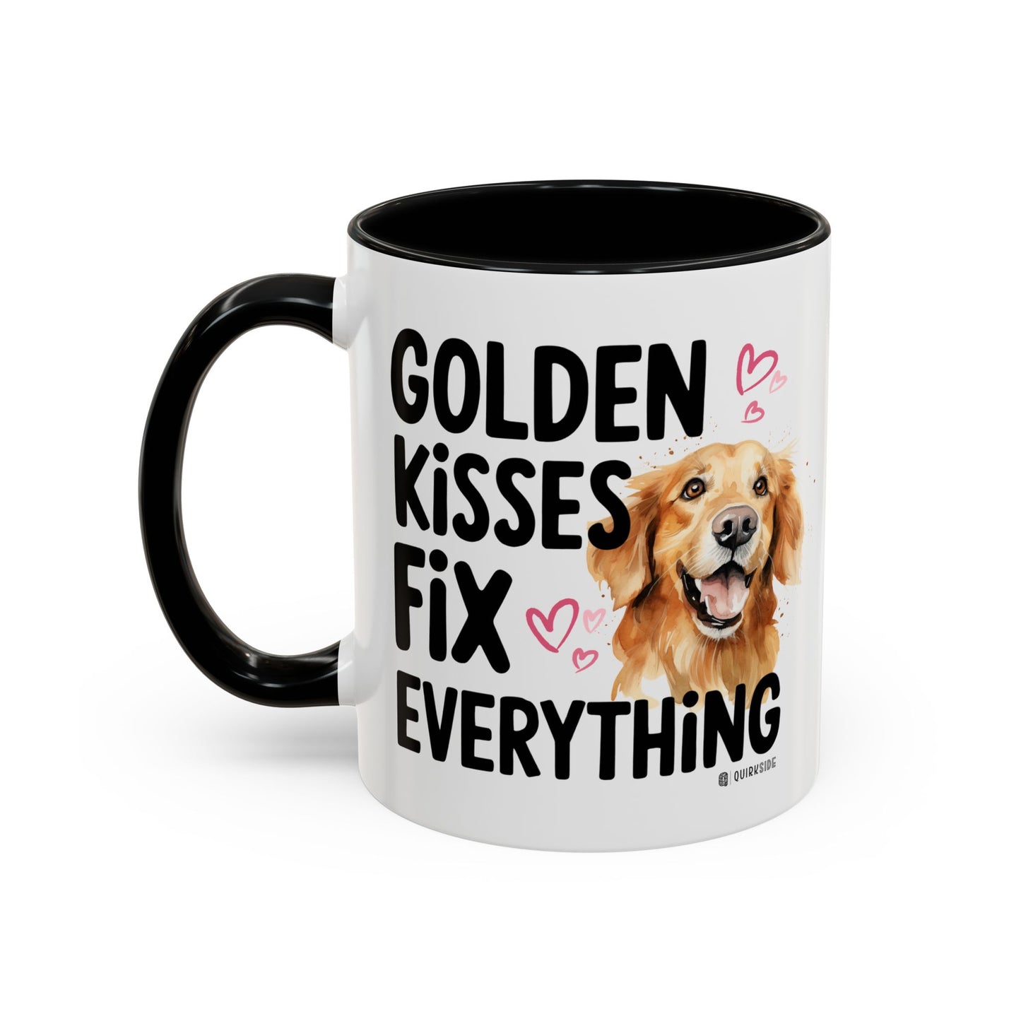 Golden Kisses Fix Everything Mug, Dog Lover Gift, Pet Owner Coffee Cup, Cute Animal Lover Mug, Fun Pet Quote Mug