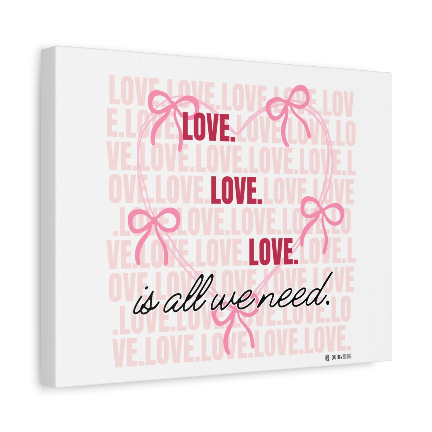 Love-Themed Canvas Wall Art with Pink Bows, Inspirational Home Decor for Weddings, Anniversaries, Valentine's Day, Gifts for Her