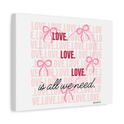 Love-Themed Canvas Wall Art with Pink Bows, Inspirational Home Decor for Weddings, Anniversaries, Valentine's Day, Gifts for Her