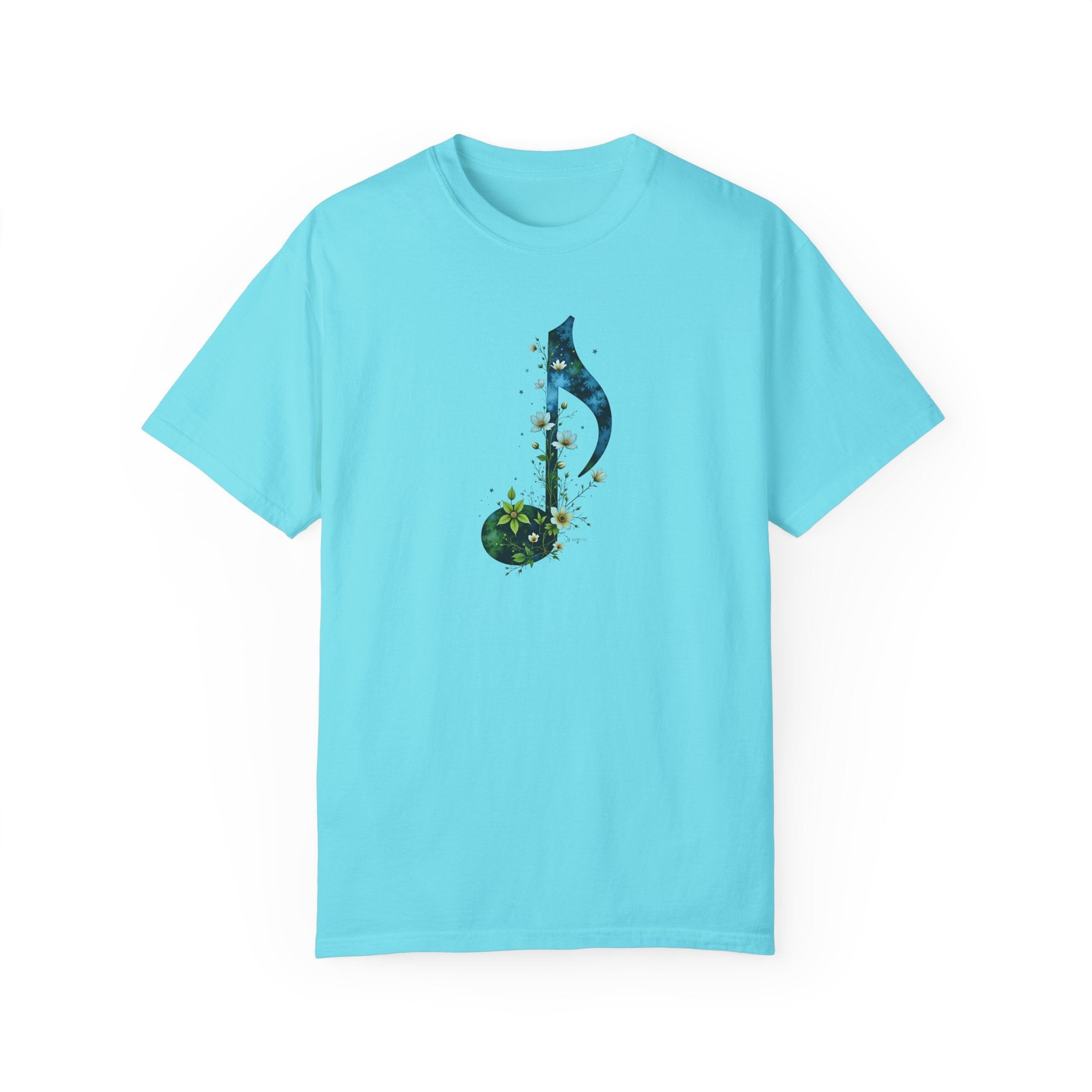 Music and Nature Unisex T-shirt, Rhythm Bloom Design, Music Lover Gift, Nature Enthusiast Tee, Festival Shirt, Botanical Graphic Tee