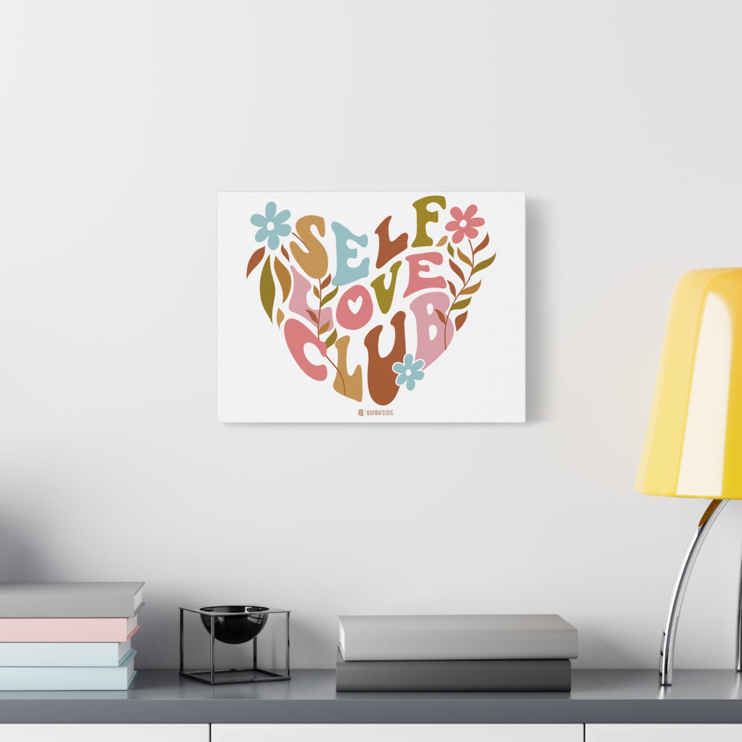 Self Love Club Canvas Art | Inspirational Wall Decor, Gift for Friends, Home and Office Decoration, Positive Vibes