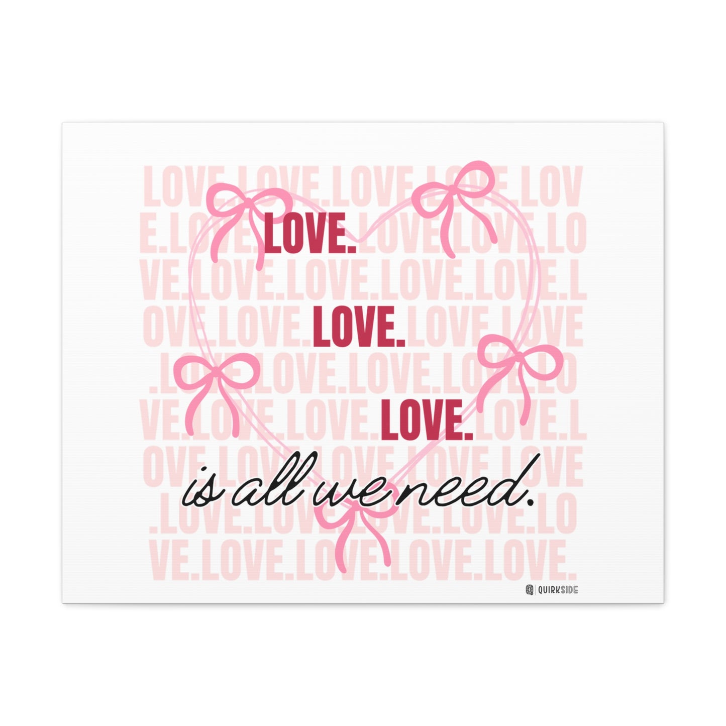 Love-Themed Canvas Wall Art with Pink Bows, Inspirational Home Decor for Weddings, Anniversaries, Valentine's Day, Gifts for Her