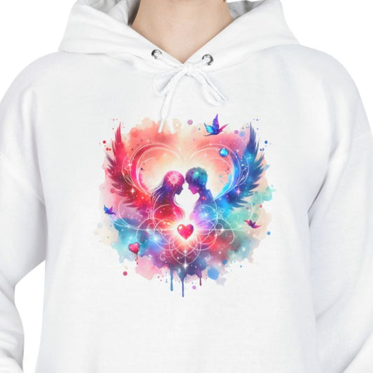 Symbol of Love Unisex Hoodie Sweatshirt, Valentine's Day Gift, Eco-Friendly Pullover, Artistic Design, Colorful Hoodie, Romantic Apparel - Quirkside Creations