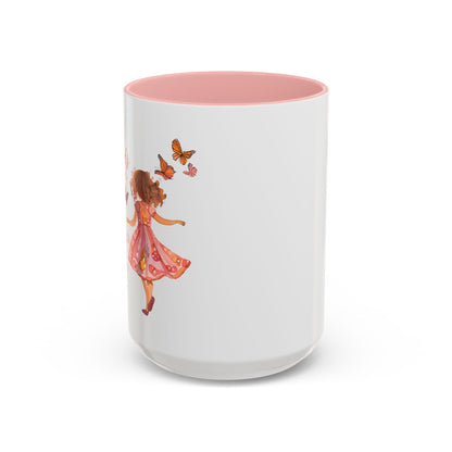 Whimsical Butterfly Accent Coffee Mug, Floral Mug, Gift for Her, Boho Decor, Butterfly Lovers, Inspirational Coffee Cup