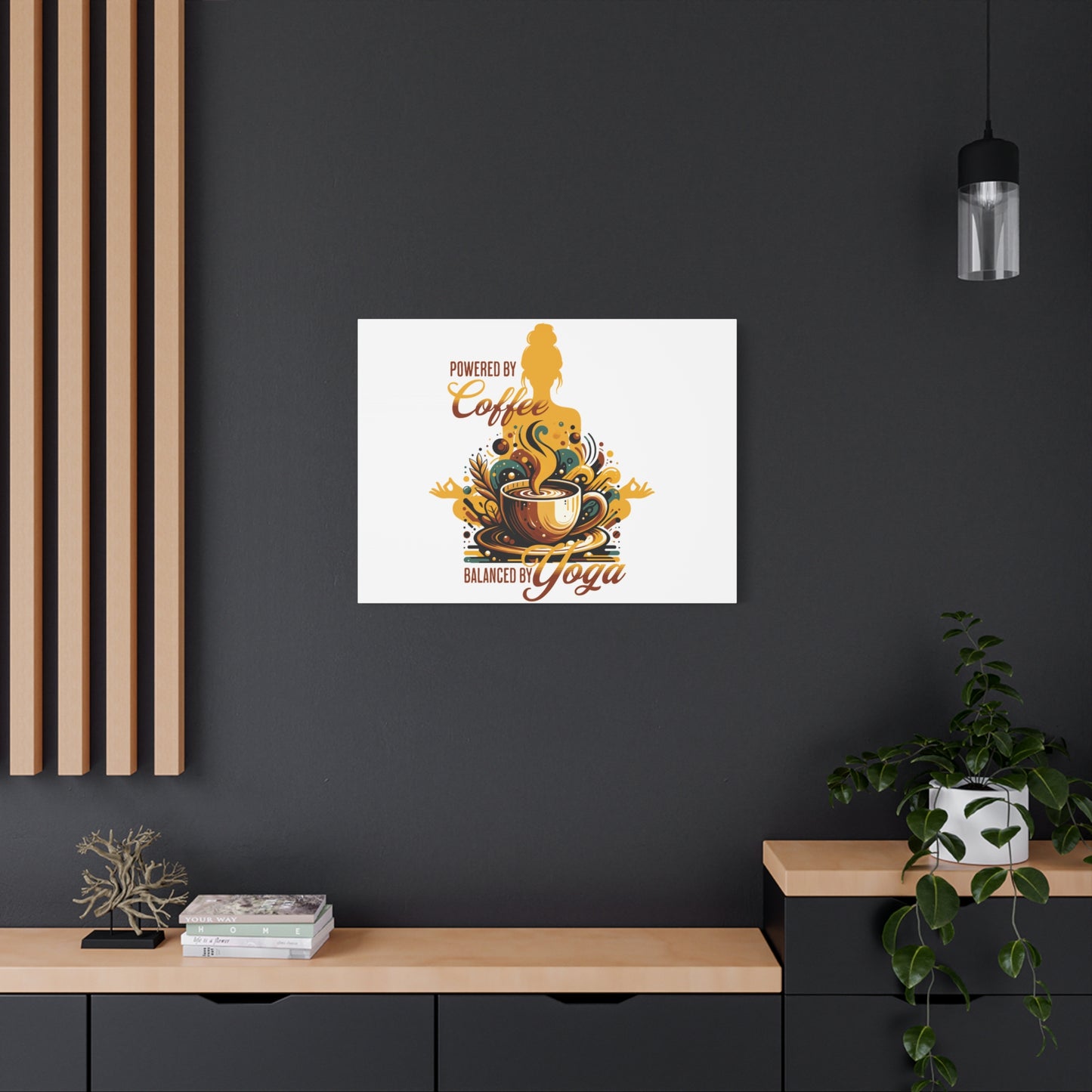 Yoga and Coffee Wall Art, Inspirational Canvas Print, Home Decor for Yogis, Gift for Coffee Lovers, Motivational Artwork, Office Decoration