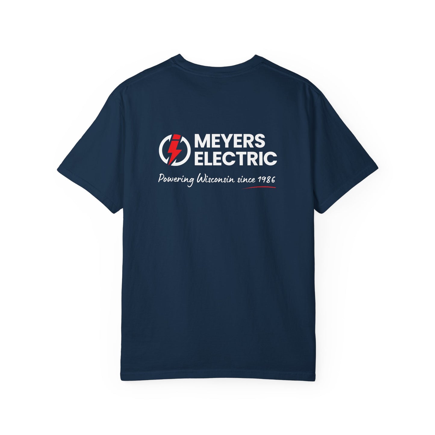 Meyers Electric Logo T-Shirt — 'Powering Wisconsin Since 1986' Navy Tee