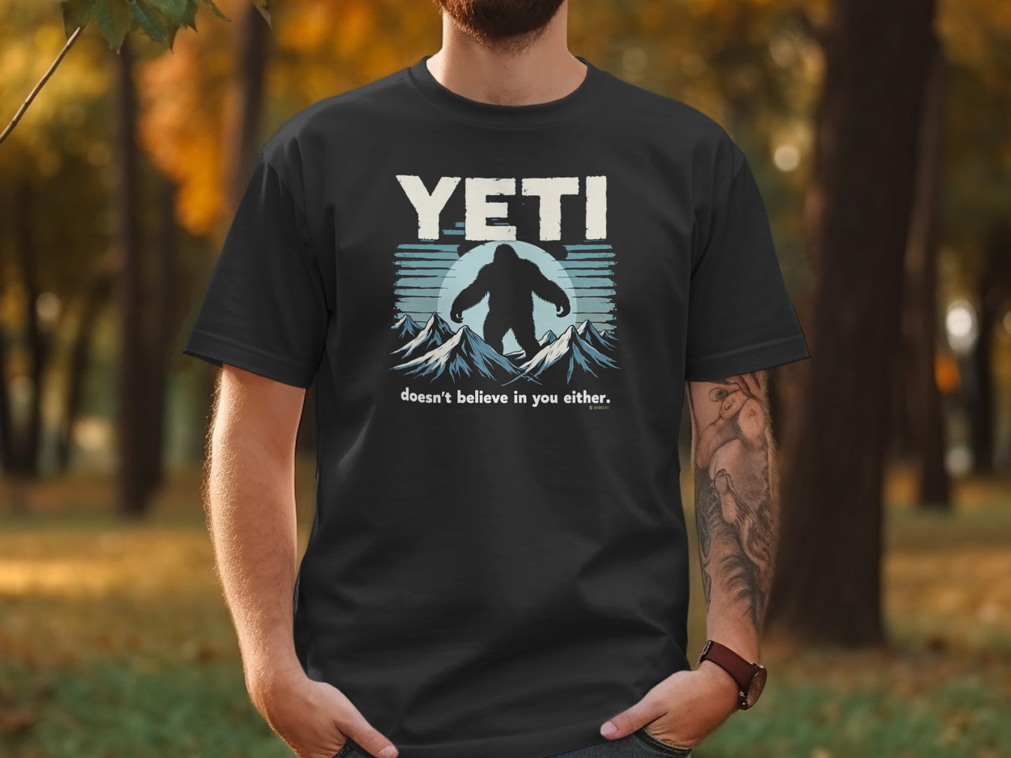 Yeti Believer Unisex Garment-Dyed T-shirt, Funny Abominable Snowman Tee, Cryptid Enthusiast Gift, Mythical Creature Top, Funny Cryptid Shirt