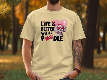 Poodle Lover T-shirt, Dog Owner Shirt, Cute Unisex Tee, Garment-Dyed Top, Dog Mom Dad Gift, Pet Lover Apparel, Animal Graphic Tee