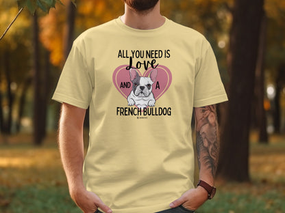 French Bulldog Lover Unisex Garment-Dyed T-shirt, Dog Parent Tee, Cute Bulldog Shirt, Pet Lover Top, Animal Graphic Tee