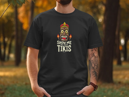 Tiki Print Tee, Hawaiian Style Shirt, Unisex Graphic Tshirt, Funny Aloha Top, Naughty Island Apparel