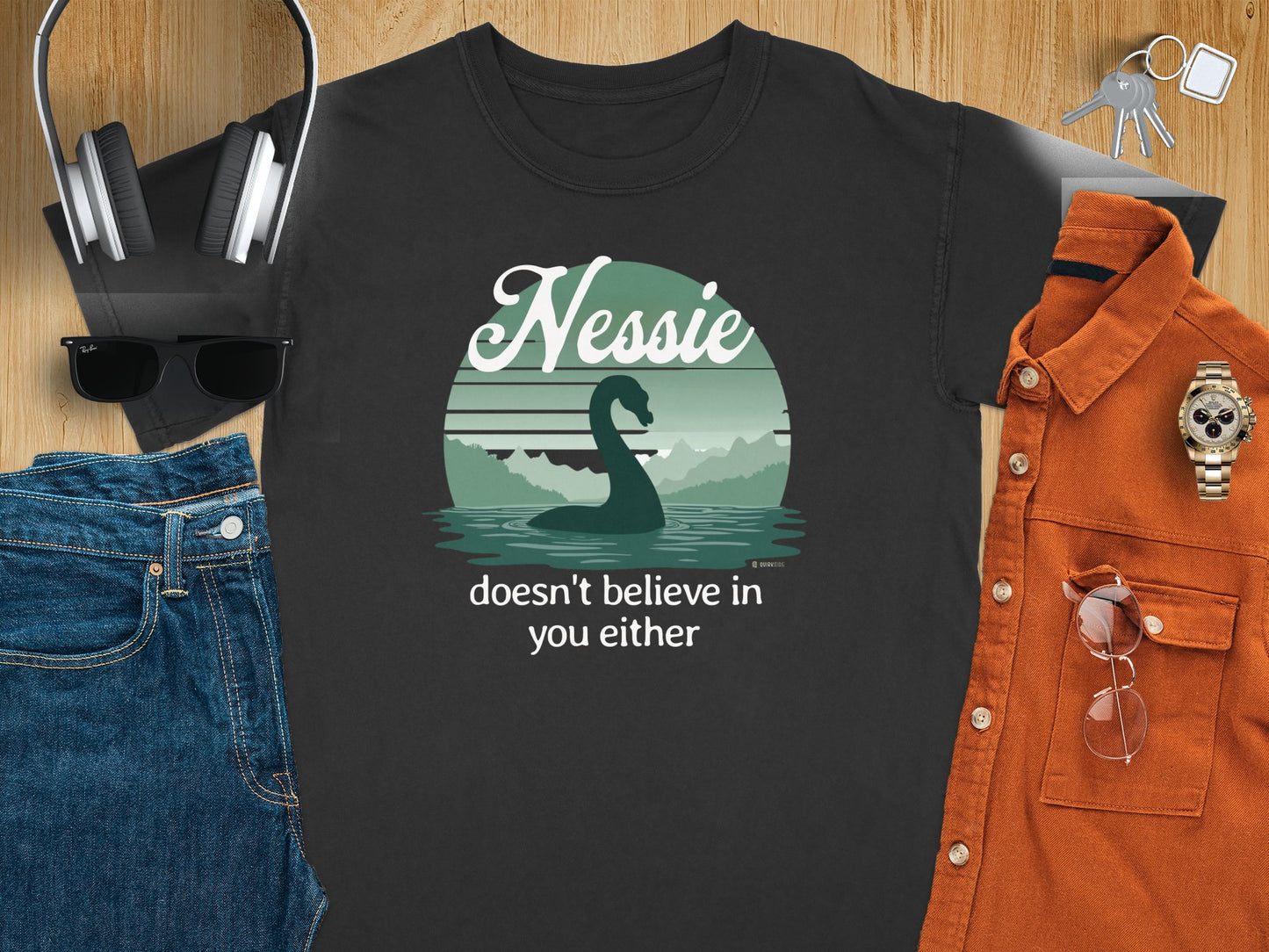 Nessie Believer Unisex Garment-Dyed T-shirt, Funny Loch Ness Tee, Cryptid Enthusiast Gift, Mythical Creature Top, Humorous Cryptid Shirt