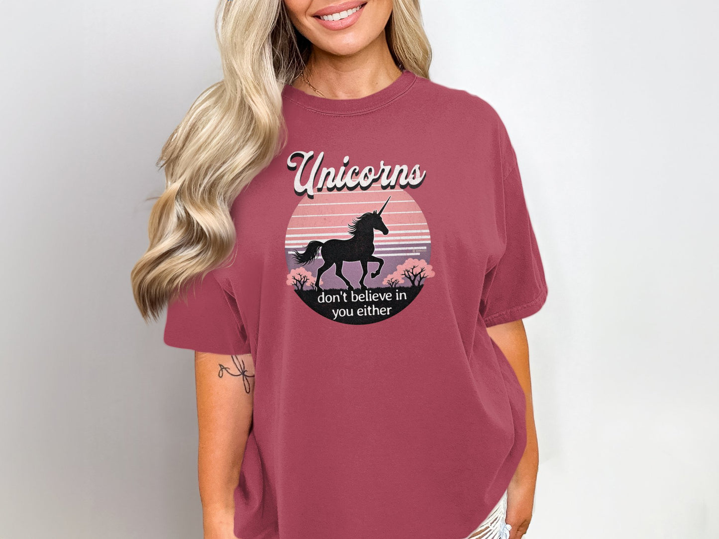 Unicorn Believer Unisex Garment-Dyed T-shirt, Funny Unicorn Tee, Cryptid Enthusiast Gift, Mythical Creature Top, Humorous Cryptid Shirt