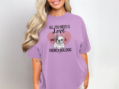French Bulldog Lover Unisex Garment-Dyed T-shirt, Dog Parent Tee, Cute Bulldog Shirt, Pet Lover Top, Animal Graphic Tee
