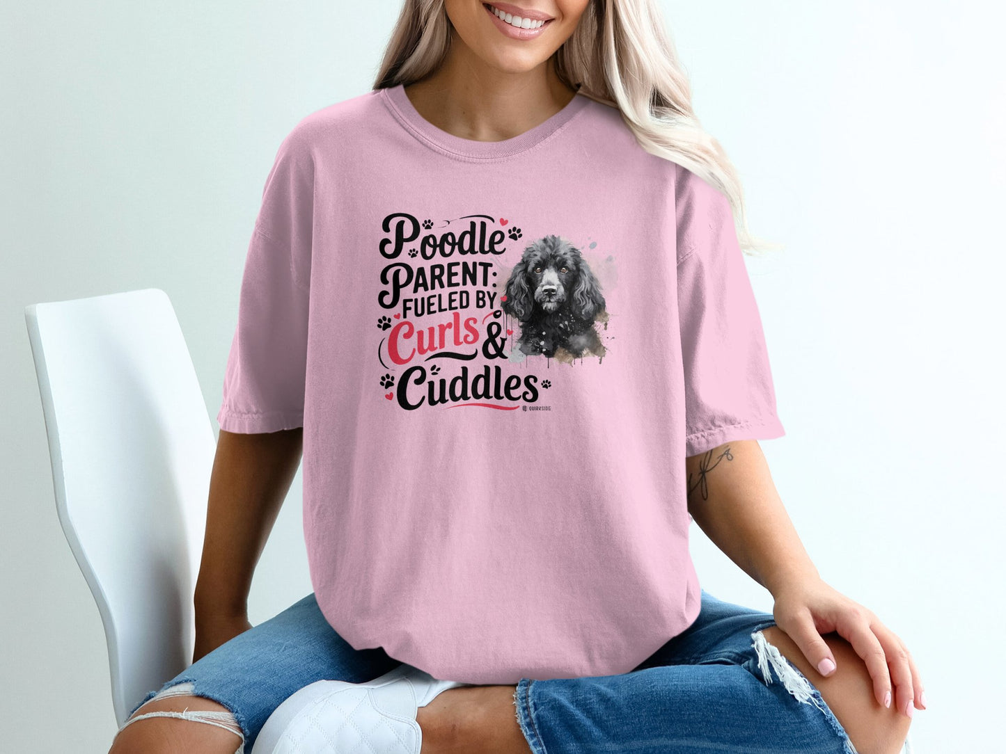 Poodle Lover T-shirt, Dog Owner Shirt, Cute Unisex Tee, Garment-Dyed Top, Dog Mom Dad Gift, Pet Lover Apparel, Animal Graphic Tee