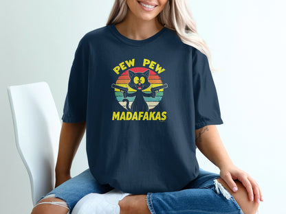 Cowboy Cat Funny T-Shirt, Western Style Tee, Unisex Garment-Dyed Shirt, Cat Lover Gift, Rodeo Apparel