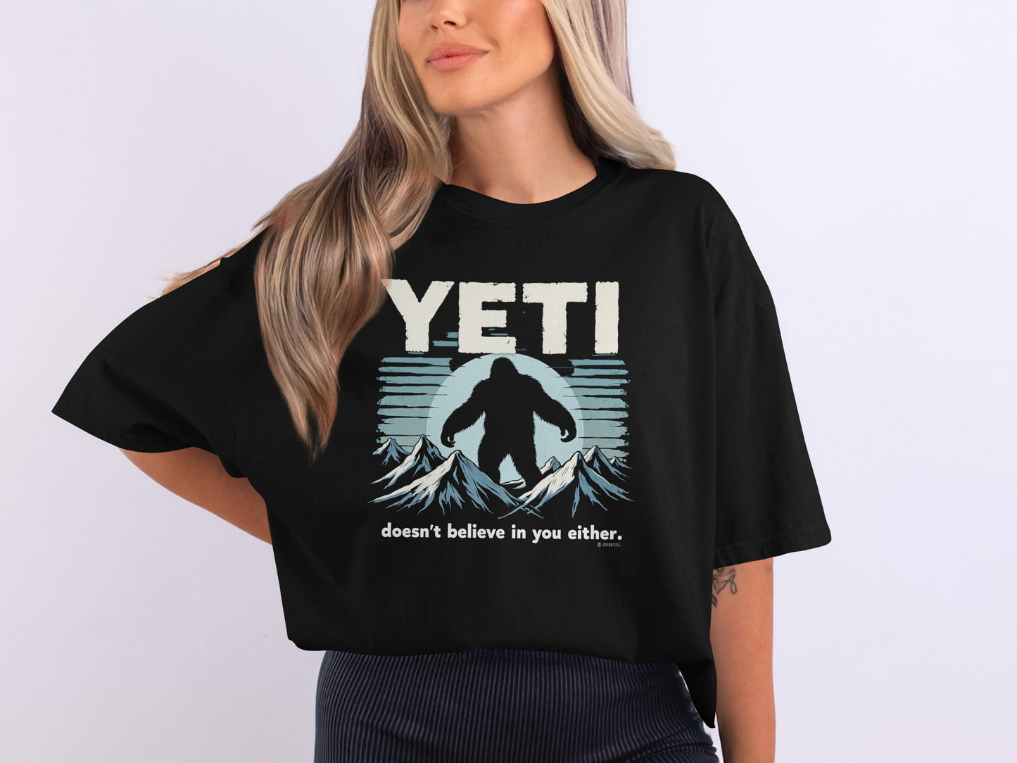 Yeti Believer Unisex Garment-Dyed T-shirt, Funny Abominable Snowman Tee, Cryptid Enthusiast Gift, Mythical Creature Top, Funny Cryptid Shirt