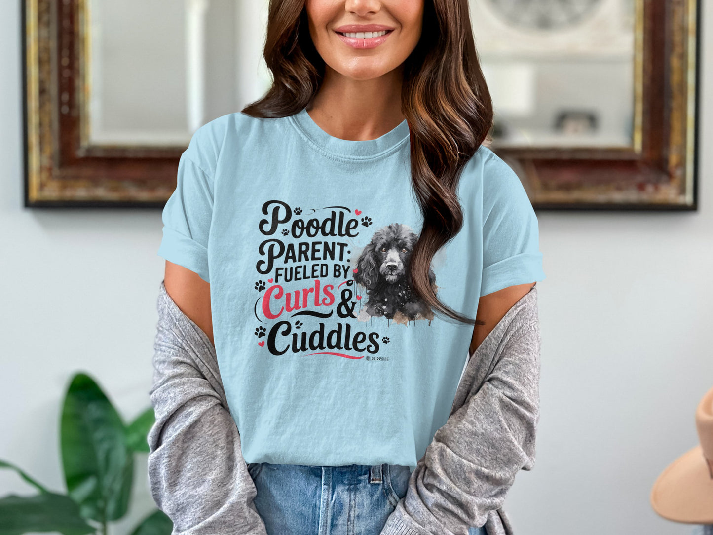 Poodle Lover T-shirt, Dog Owner Shirt, Cute Unisex Tee, Garment-Dyed Top, Dog Mom Dad Gift, Pet Lover Apparel, Animal Graphic Tee