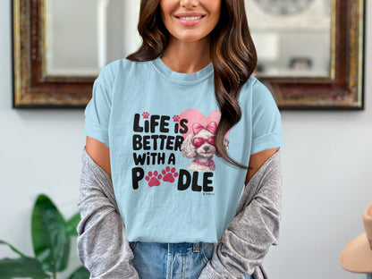 Poodle Lover T-shirt, Dog Owner Shirt, Cute Unisex Tee, Garment-Dyed Top, Dog Mom Dad Gift, Pet Lover Apparel, Animal Graphic Tee