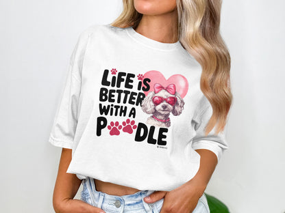 Poodle Lover T-shirt, Dog Owner Shirt, Cute Unisex Tee, Garment-Dyed Top, Dog Mom Dad Gift, Pet Lover Apparel, Animal Graphic Tee