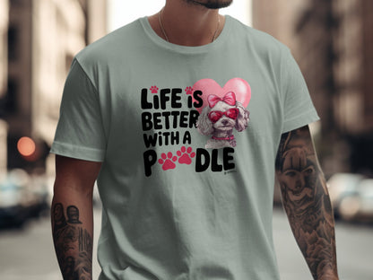 Poodle Lover T-shirt, Dog Owner Shirt, Cute Unisex Tee, Garment-Dyed Top, Dog Mom Dad Gift, Pet Lover Apparel, Animal Graphic Tee