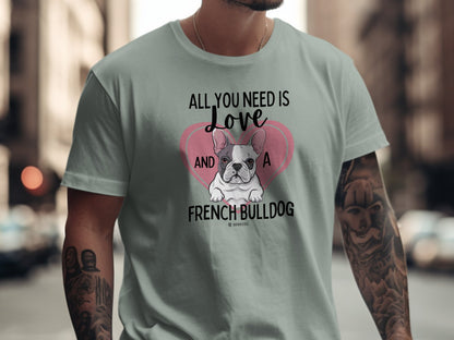 French Bulldog Lover Unisex Garment-Dyed T-shirt, Dog Parent Tee, Cute Bulldog Shirt, Pet Lover Top, Animal Graphic Tee