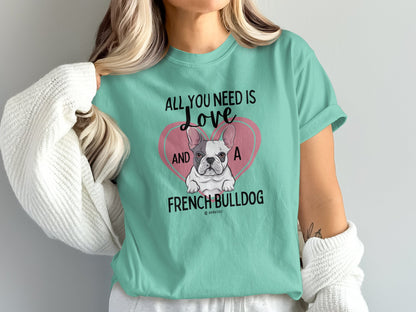 French Bulldog Lover Unisex Garment-Dyed T-shirt, Dog Parent Tee, Cute Bulldog Shirt, Pet Lover Top, Animal Graphic Tee