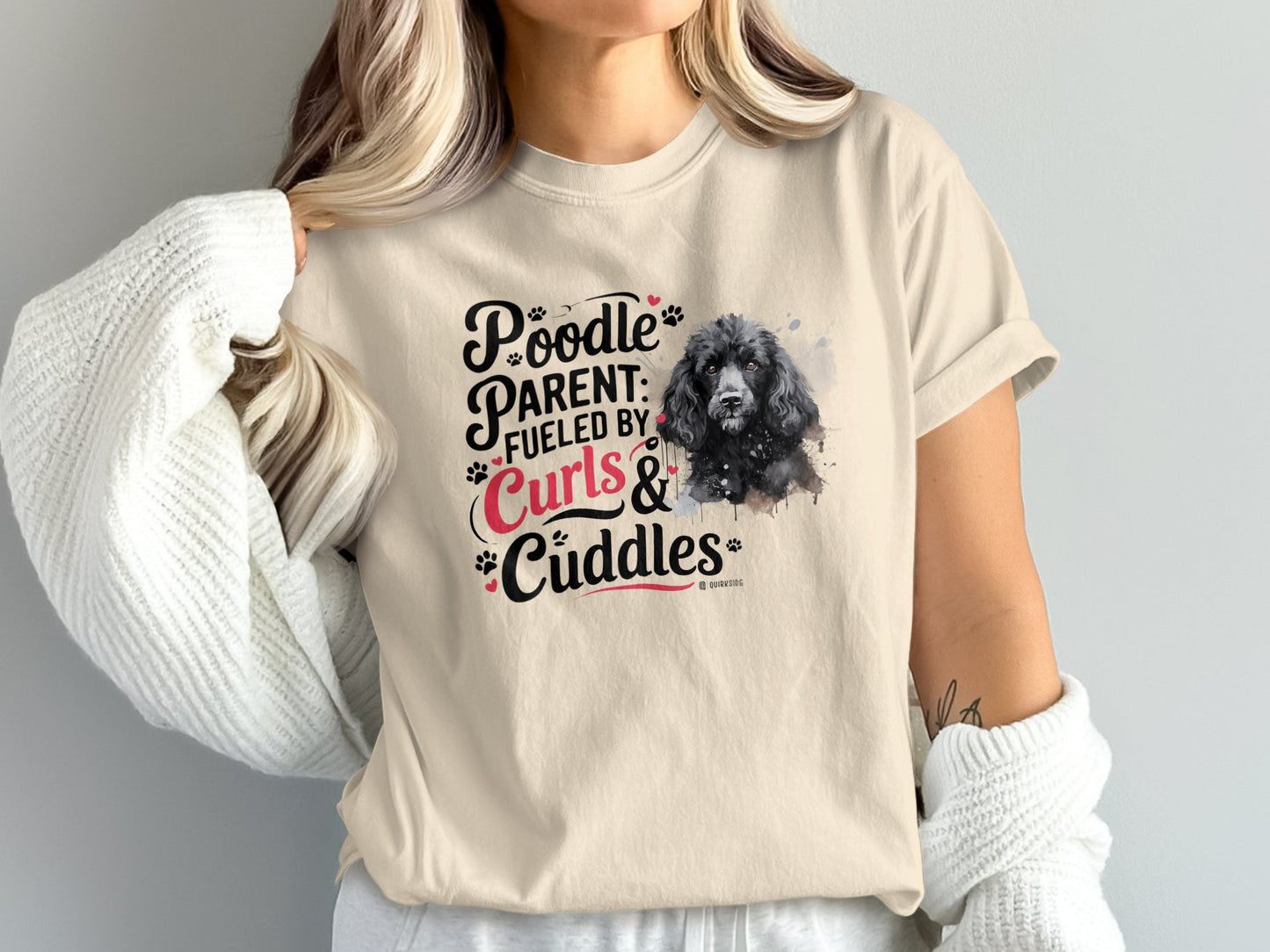 Poodle Lover T-shirt, Dog Owner Shirt, Cute Unisex Tee, Garment-Dyed Top, Dog Mom Dad Gift, Pet Lover Apparel, Animal Graphic Tee