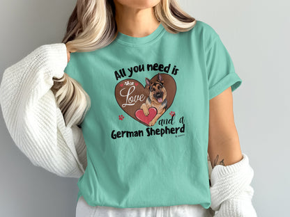 German Shepherd Dog Lover Unisex Garment-Dyed T-shirt, Parent Gift, Funny Dog Tee, Dog Mom Shirt, Gift for Dog Lovers