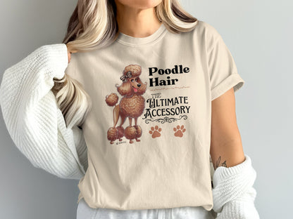 Poodle Lover T-shirt, Dog Owner Shirt, Cute Unisex Tee, Garment-Dyed Top, Dog Mom Dad Gift, Pet Lover Apparel, Animal Graphic Tee