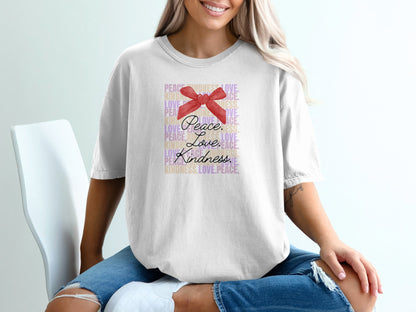 Peaceful Vibes Unisex T-shirt, Kindness Love Tee, Inspirational Shirt, Positivity Apparel, Comfortable Garment-Dyed Top